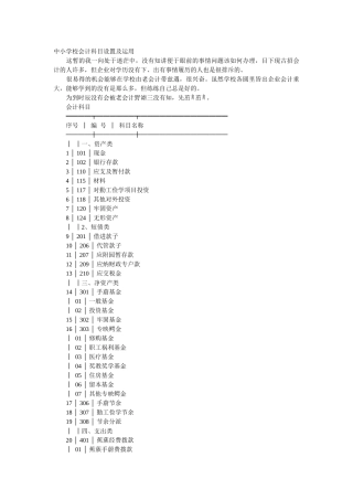 中小学校会计科目设置及运用
