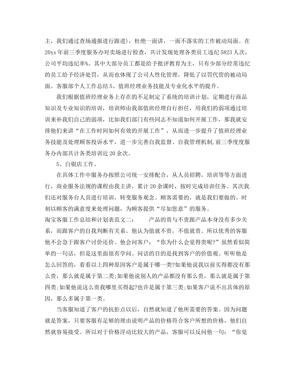 淘宝客服工作总结和计划表 _第3页