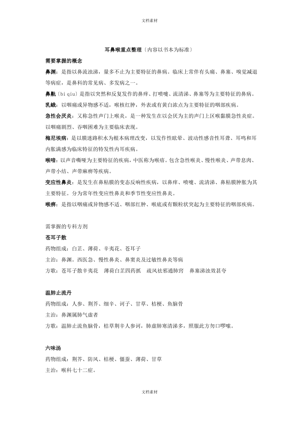 中西医结合耳鼻喉重点整理_第1页