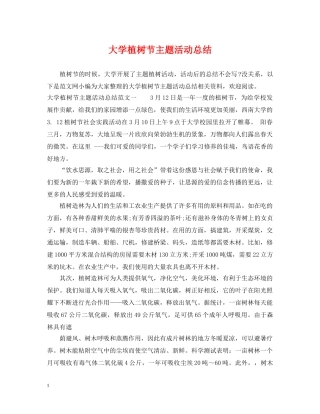 大学植树节主题活动总结 