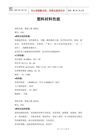塑料材料性能(相当全)