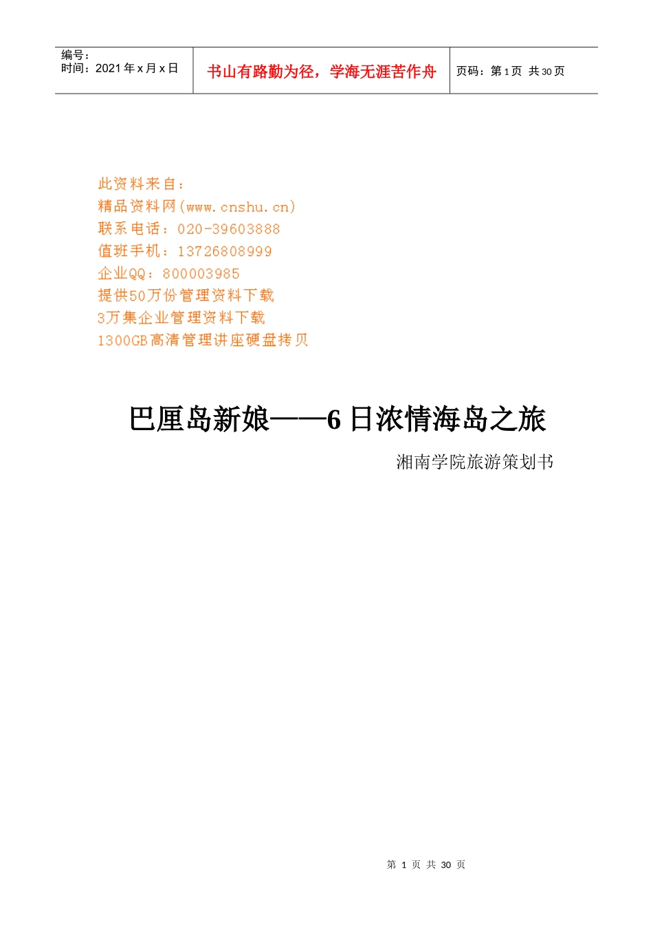 巴厘岛旅游策划方案_第1页