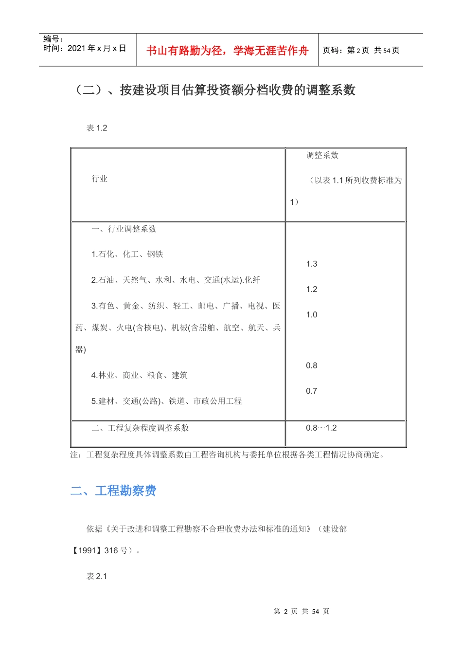 工程前期及其他费用取费标准（DOC54页）_第2页