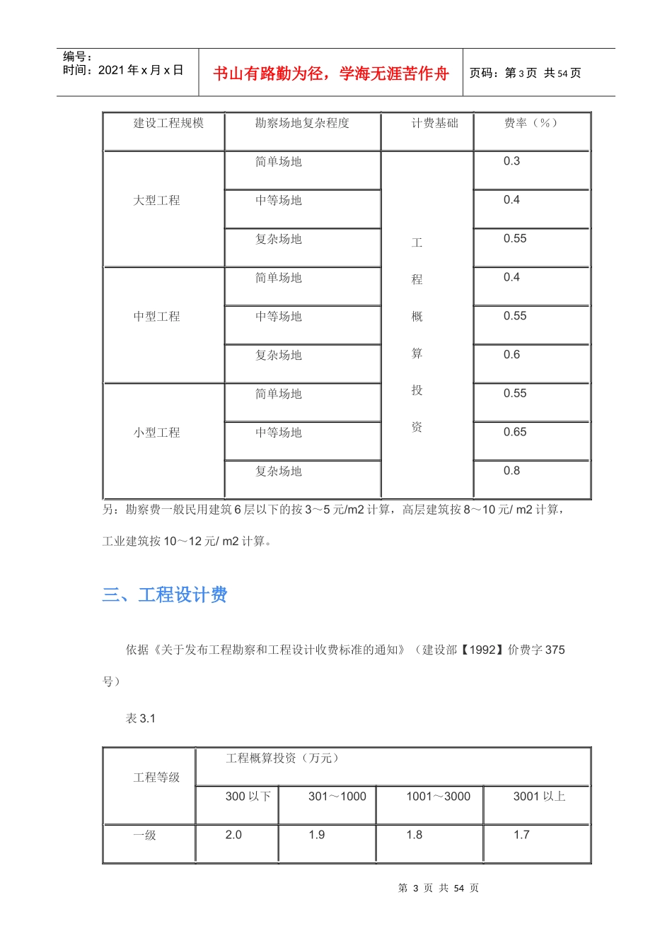 工程前期及其他费用取费标准（DOC54页）_第3页