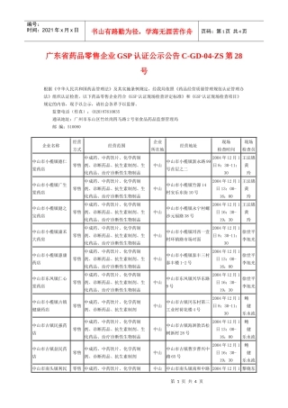 广东省药品零售企业GSP认证公示公告C-GD-04-ZS第2