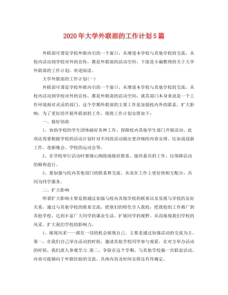 2020年大学外联部的工作计划5篇 