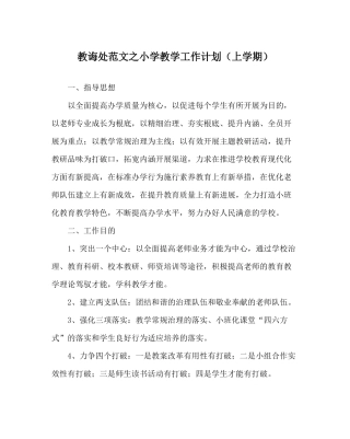 教导处范文小学教学工作计划（上学期）