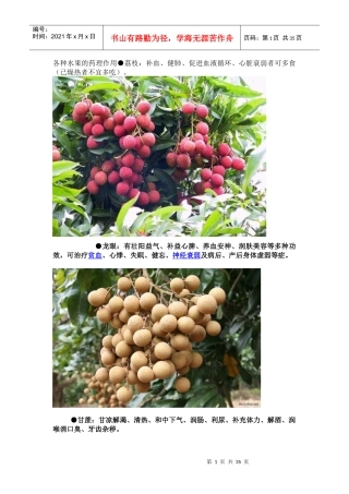 各种水果的药理作用