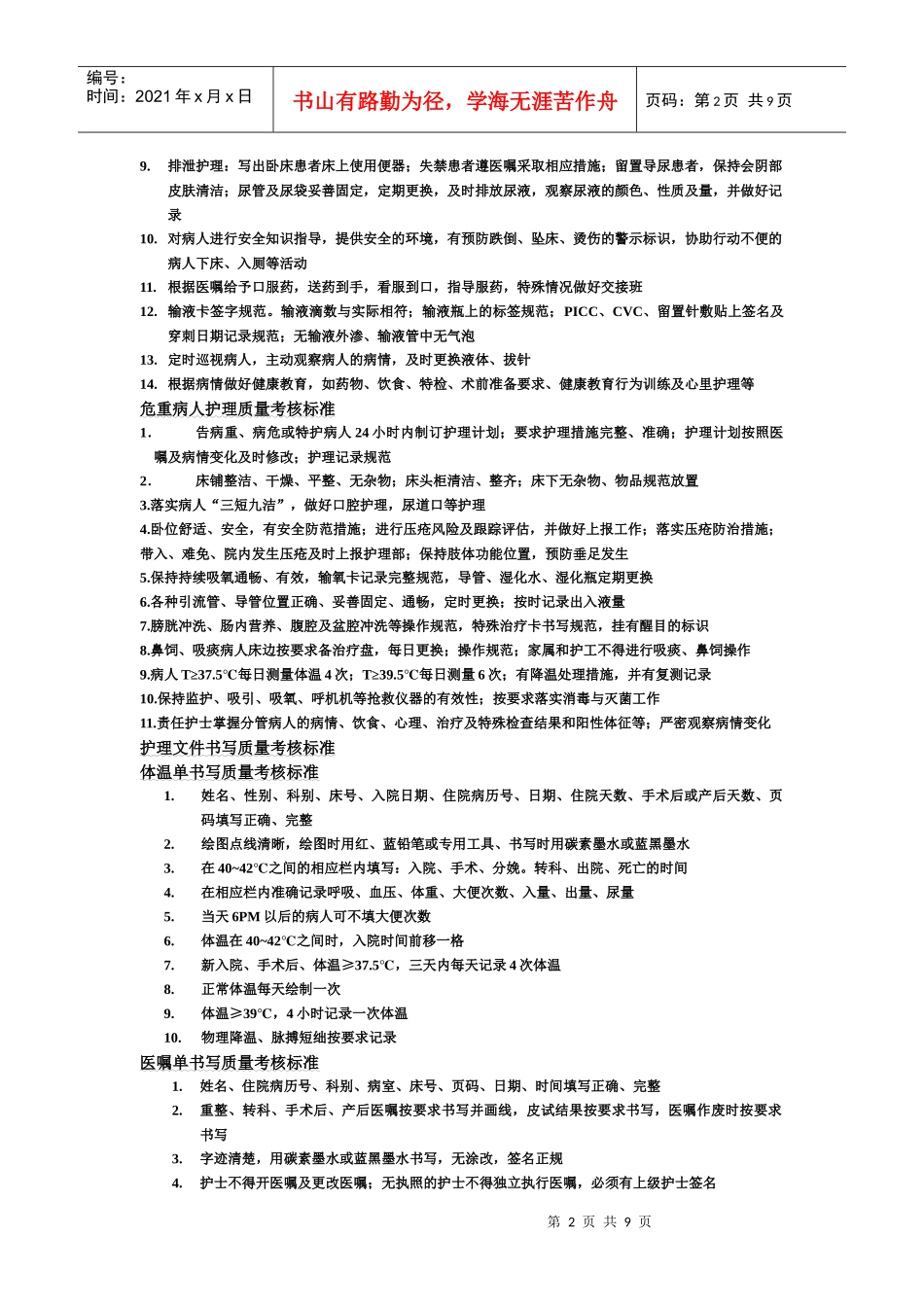 医院护理质量考核标准论述_第2页