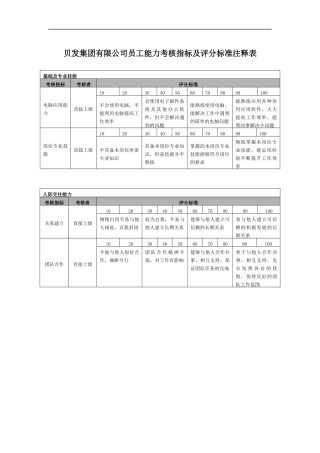 宁波贝发集团有限公司普通员工年度能力考核指标说明
