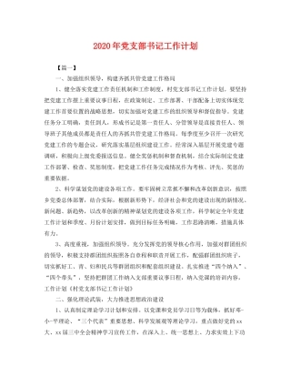 2020年党支部书记工作计划 