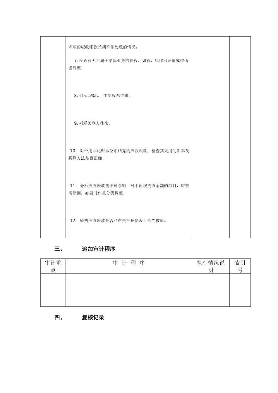 预付账款审计程序表-应收帐款审计程序表_第2页