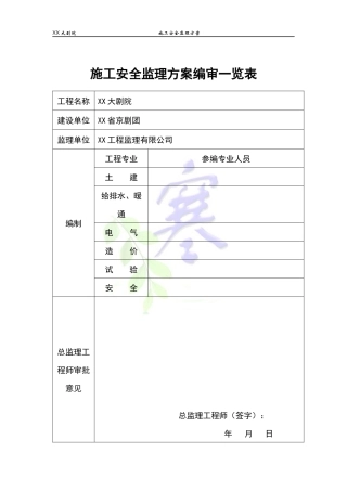 施工安全监理方案(综合性大型建筑)
