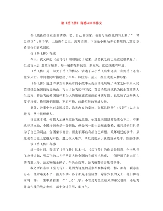 读《岳飞传》有感400字作文 