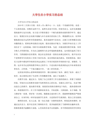 大学生在小学实习的总结 