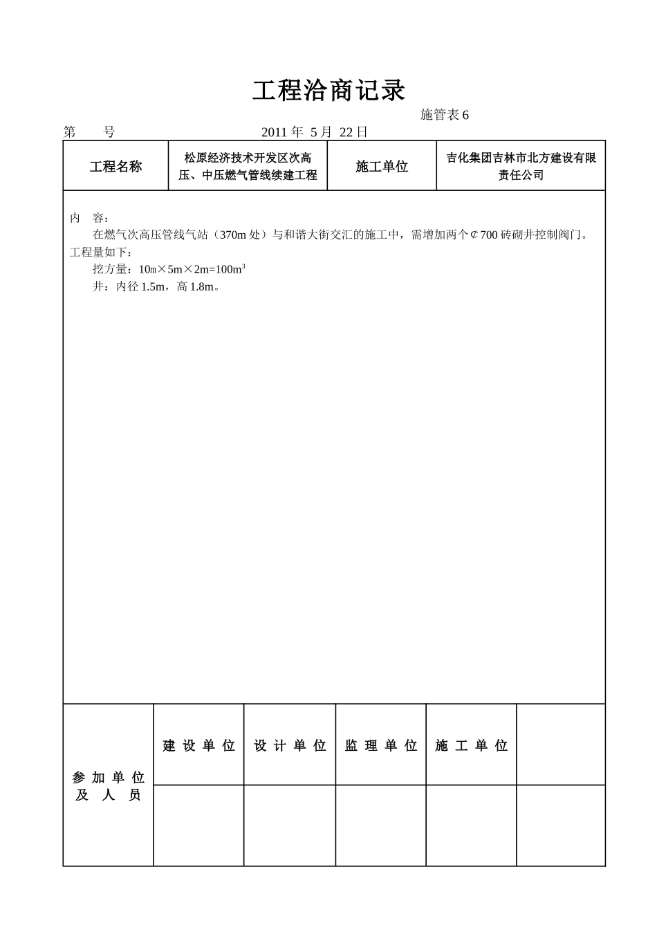 工程洽商记录(燃气)_第2页