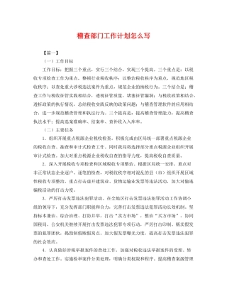 稽查部门工作计划怎么写 