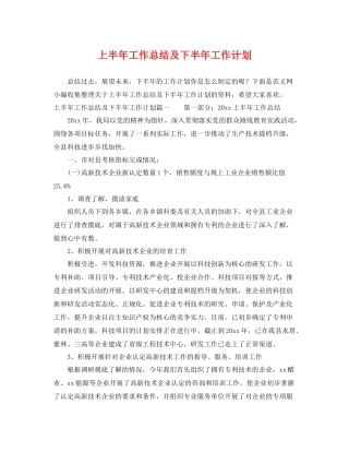 上半2020年工作总结及下半年工作计划 