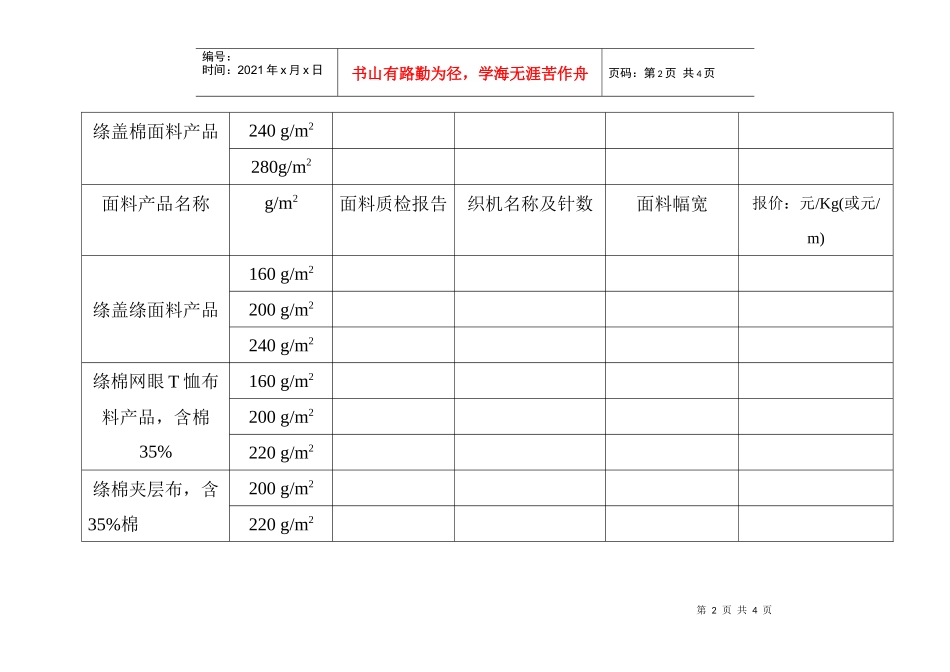 山西省学生装面料评选汇总表_第2页