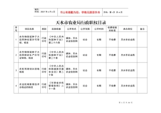 天水市农业局行政职权目录