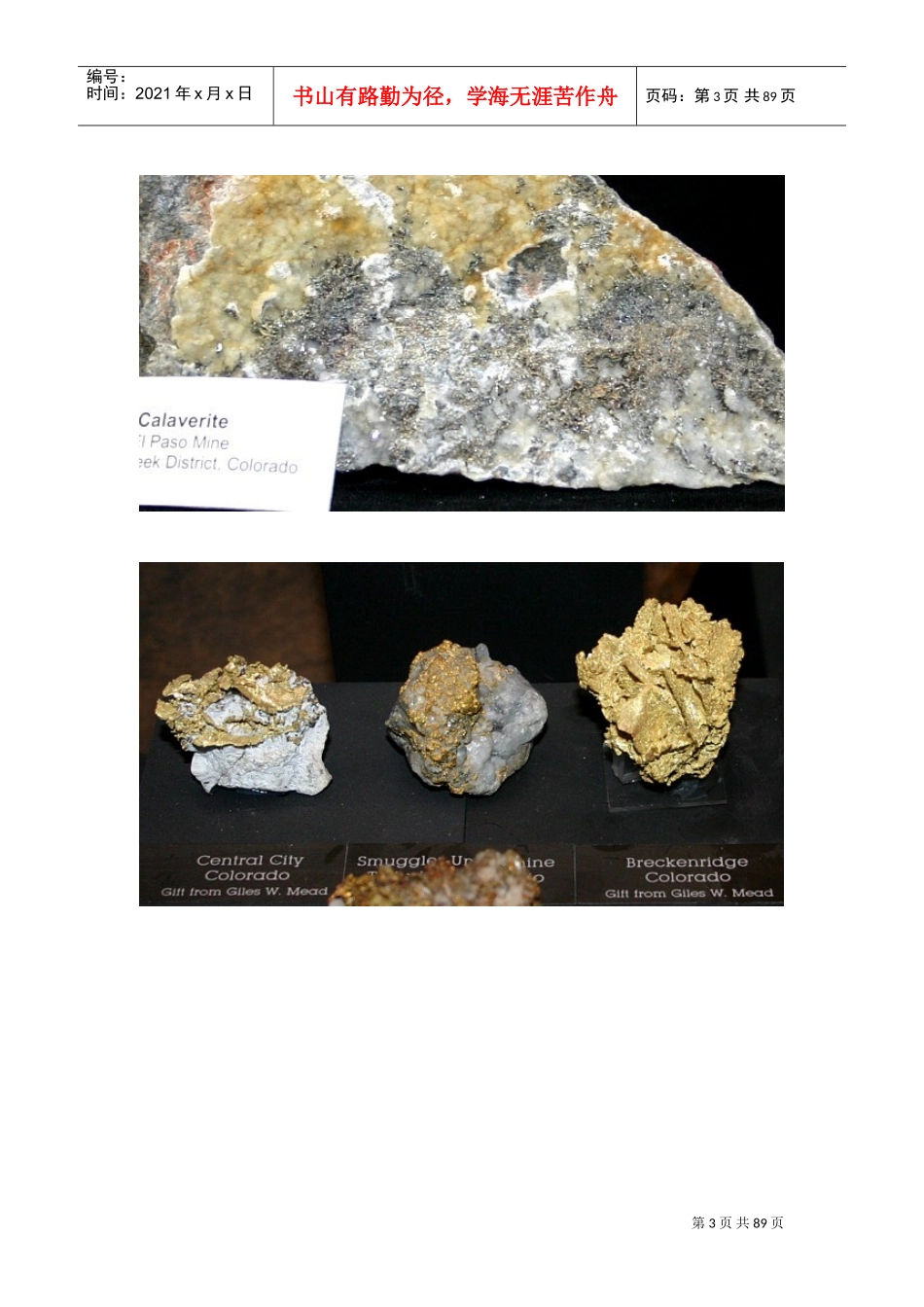 各种金矿矿石图片(DOC120页)_第3页