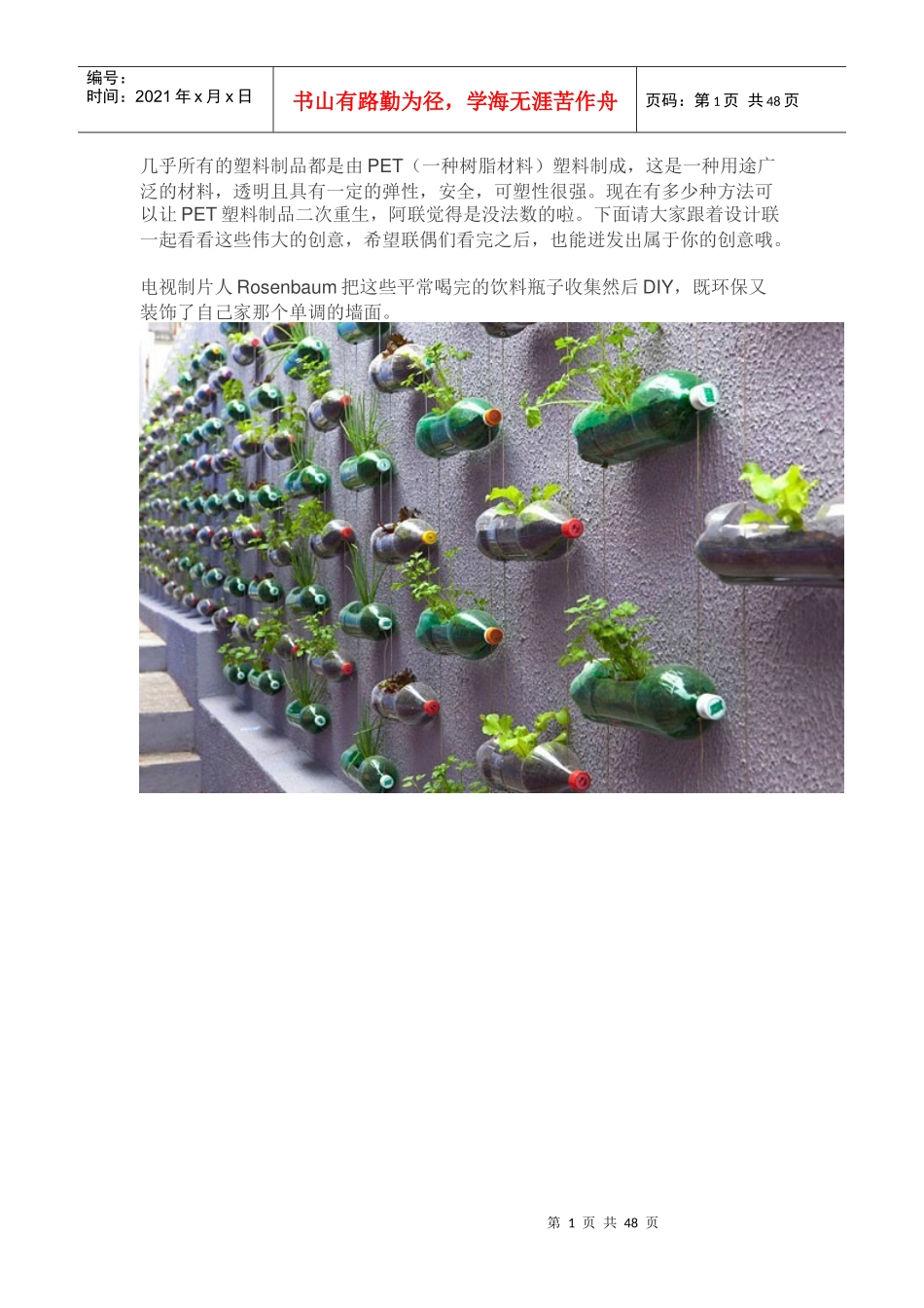 收集饮料瓶,美化你的家_第1页