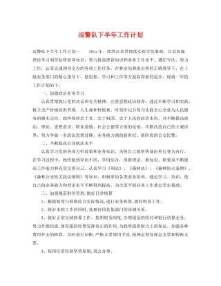 巡警队下半年工作计划 