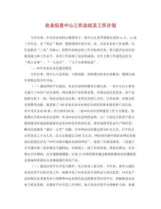 农业信息中心工作总结及工作计划 