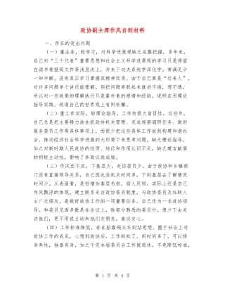 政协副主席作风自剖材料