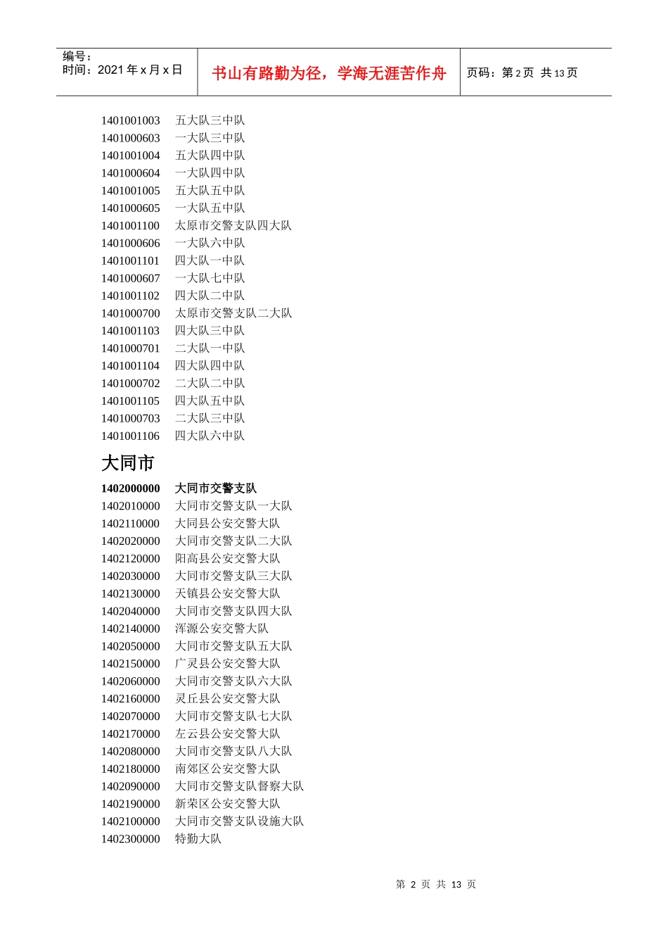 山西省交通违法处理机关代码_第2页