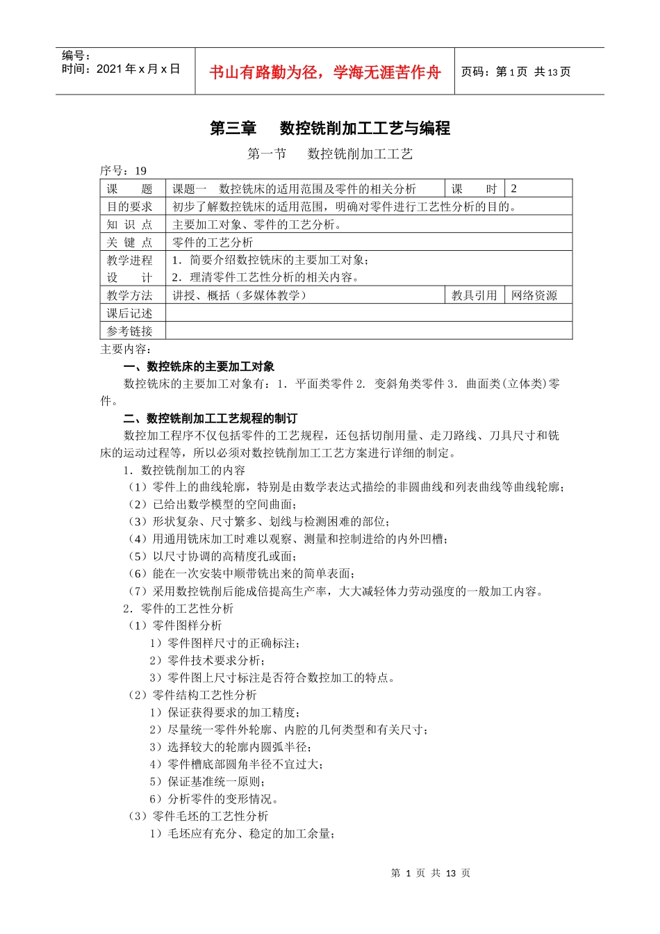 数控铣削加工工艺与编程_第1页