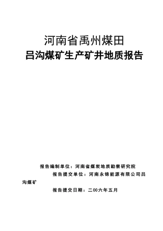 吕沟煤矿地质报告
