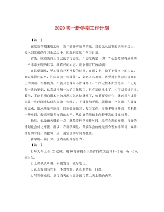 初一新学期工作计划 