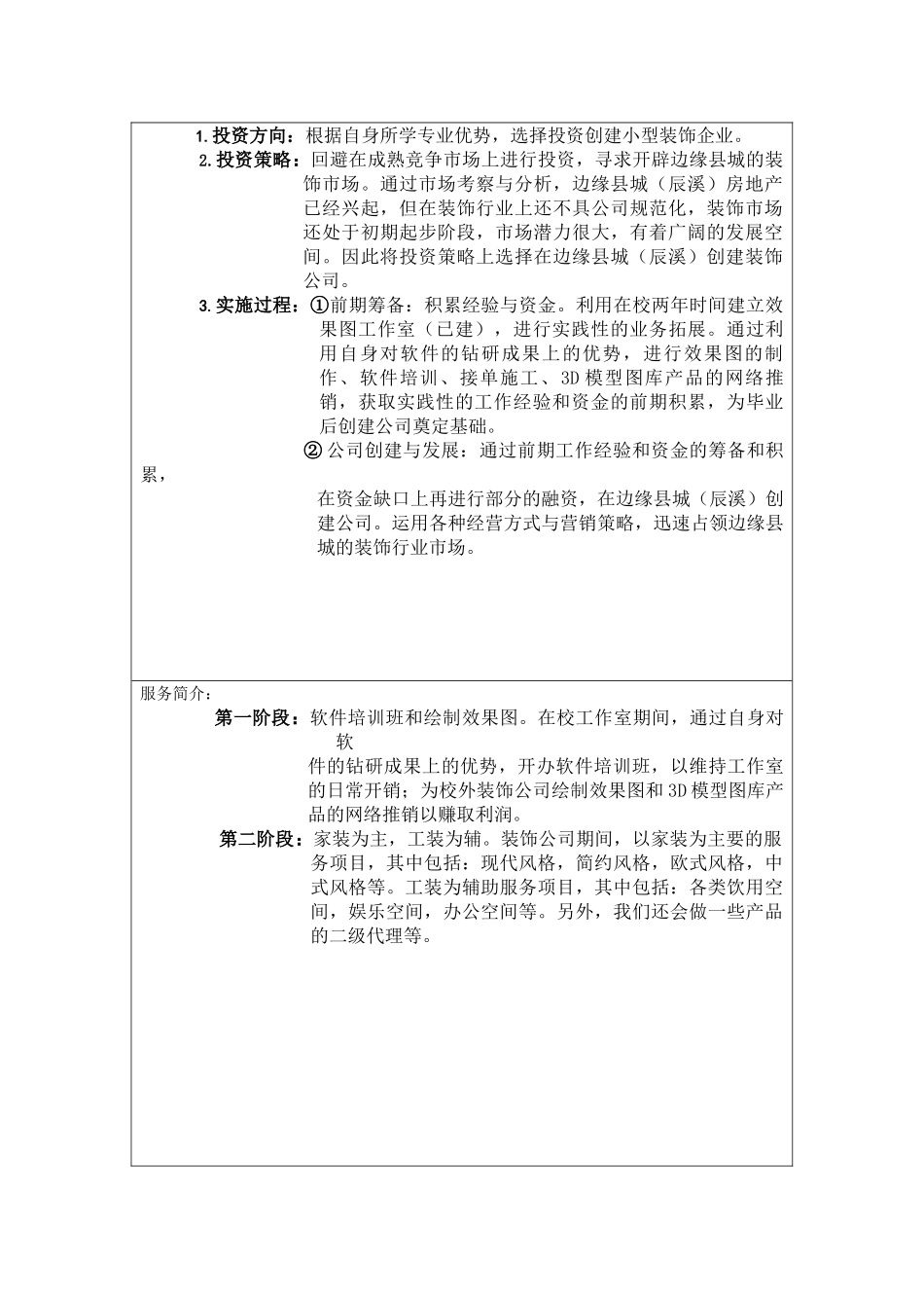 张泽文创业计划书--创建装饰公司的投资策划书1_第2页