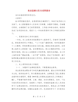 执法监察大队长述职报告