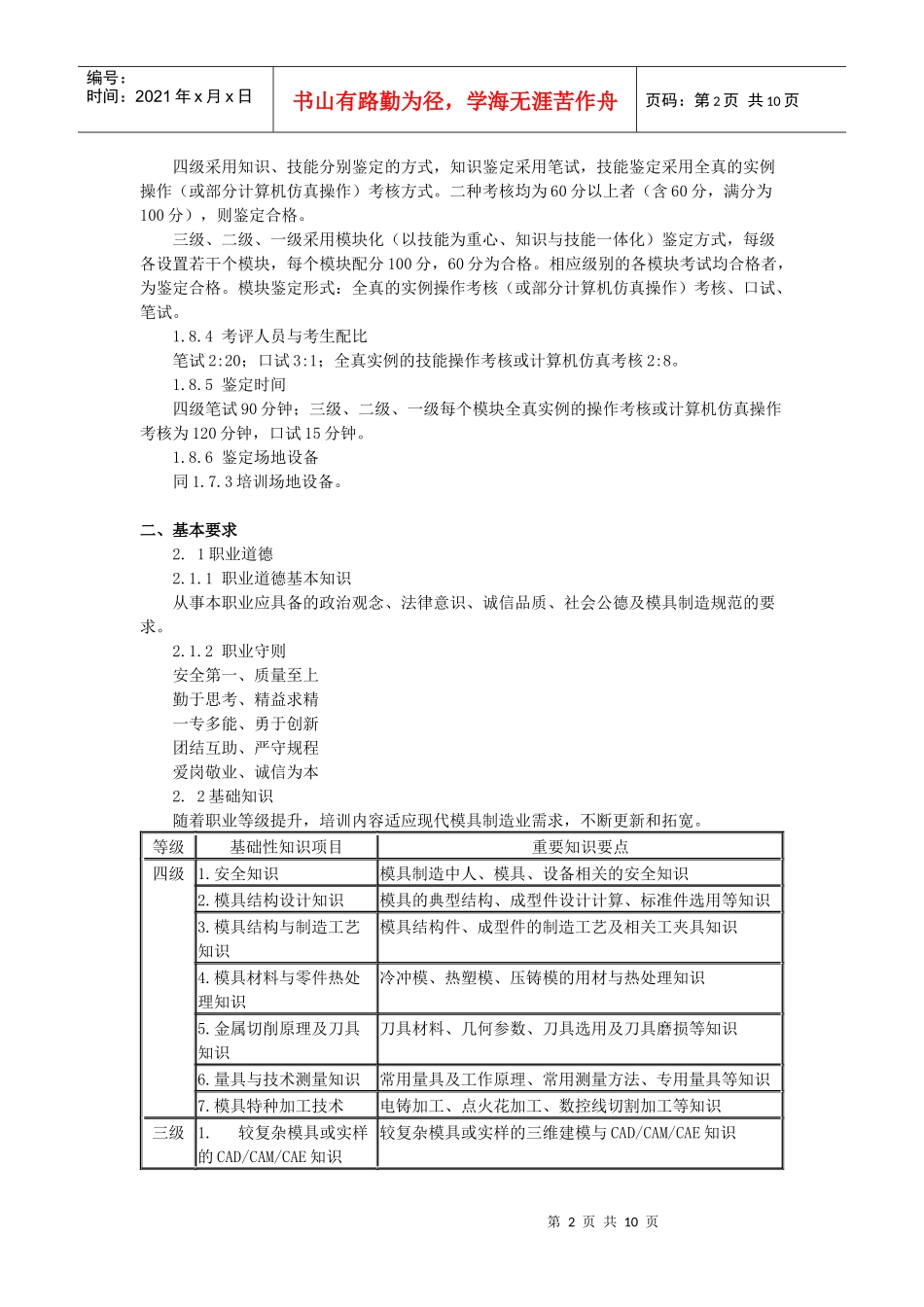 国家职业标准：模具制造工_第2页