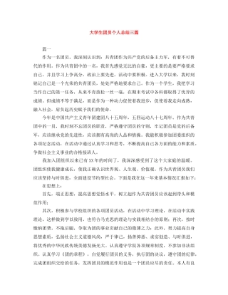 大学生团员个人总结三篇 