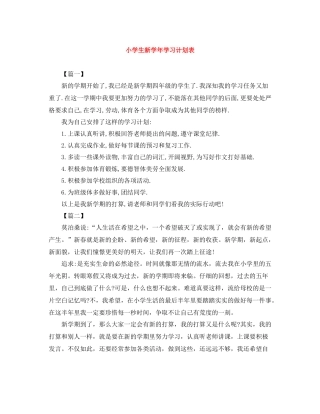 小学生新学年学习计划表 