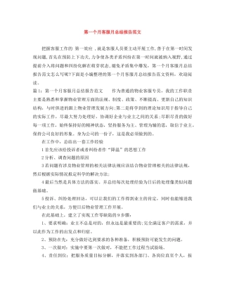 第一个月客服月总结报告范文 