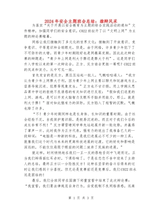 2024年安全主题班会总结：雄辩风采