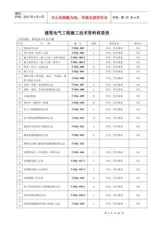 建筑电气工程资料表格