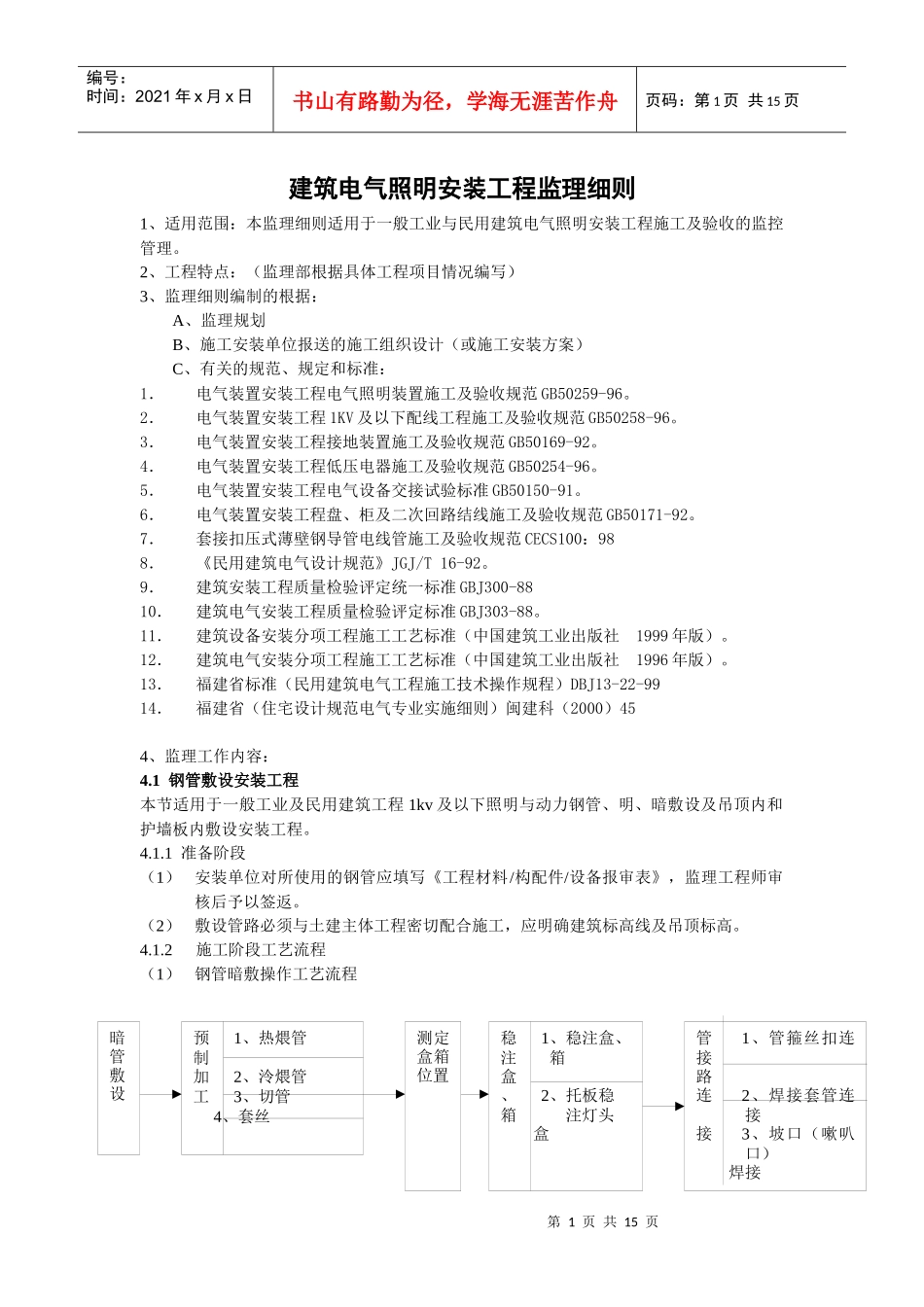 建筑电气照明安装工程监理细则概述_第1页