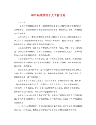 经理助理个人工作计划 