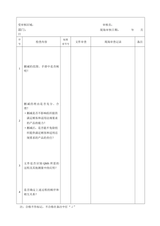 质量管理体系检查表(新版-1)
