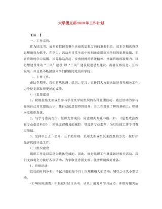 大学团支部2020年工作计划 