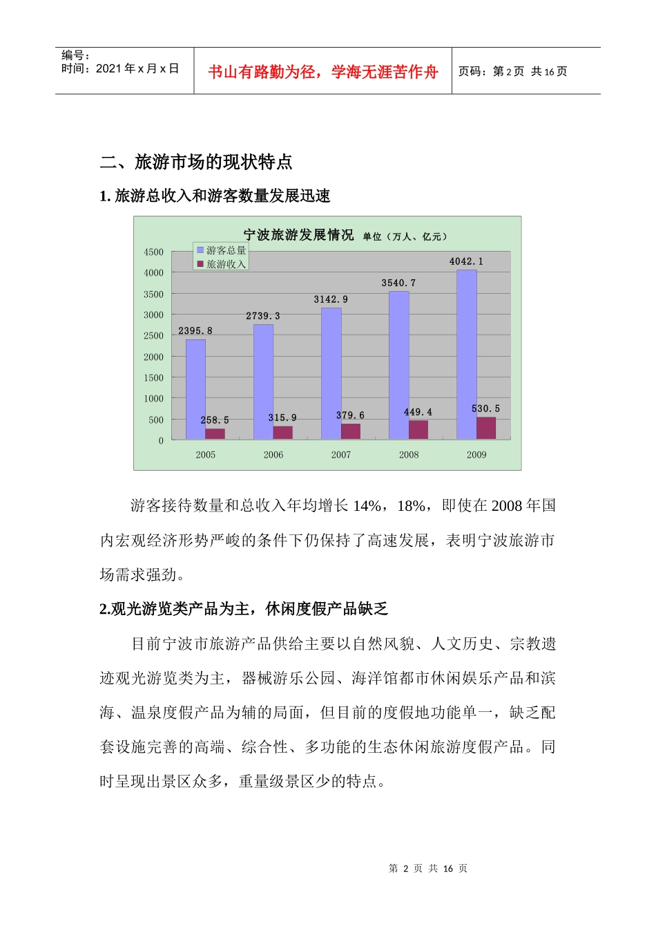宁波旅游市场情况汇报XXXX1208_第2页