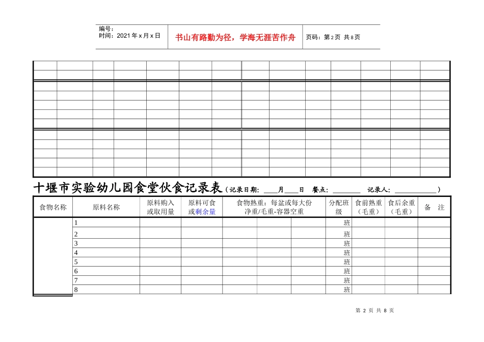 实验幼儿园儿童园内饮食记录表_第2页