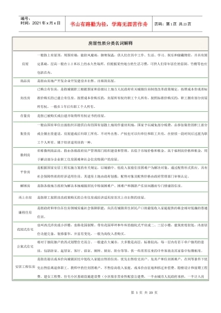 房地产知识 房屋性质分类名词解释