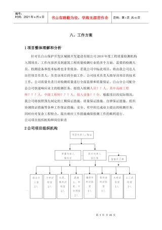 工程质量检测项目工作方案