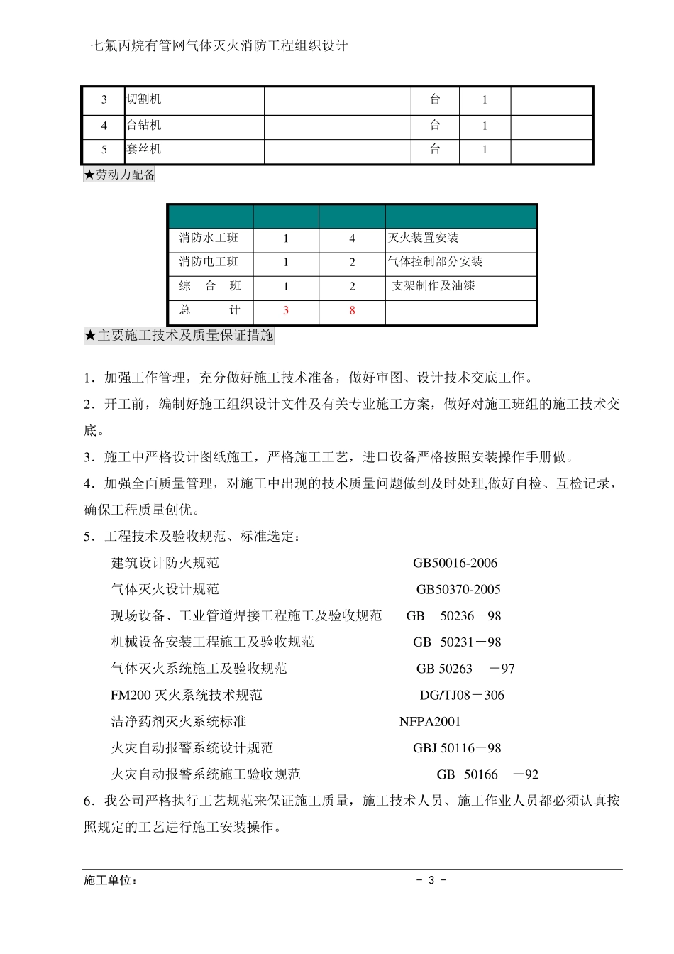 气体灭火系统施工组织方案_第3页
